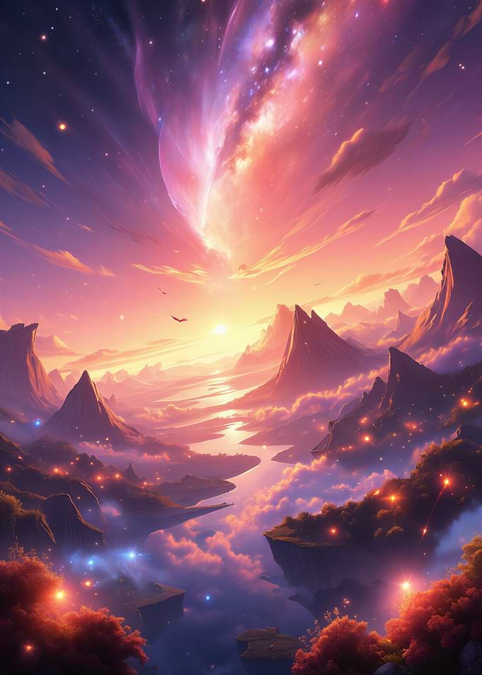 Fantasy Landscape with Celestial Sky