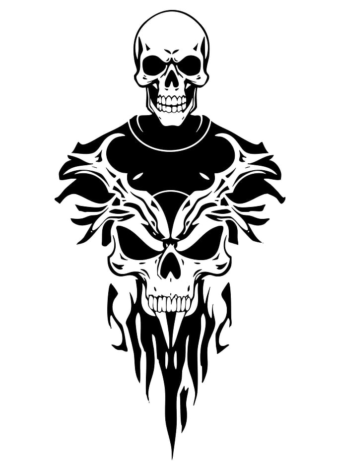 Skull Totem Black and White