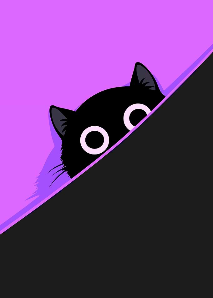 Peeking Black Cat Illustration