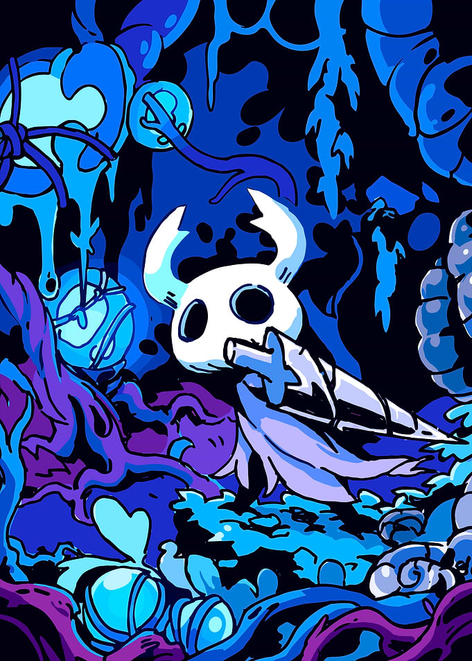 Hollow Knight in Blue Tones