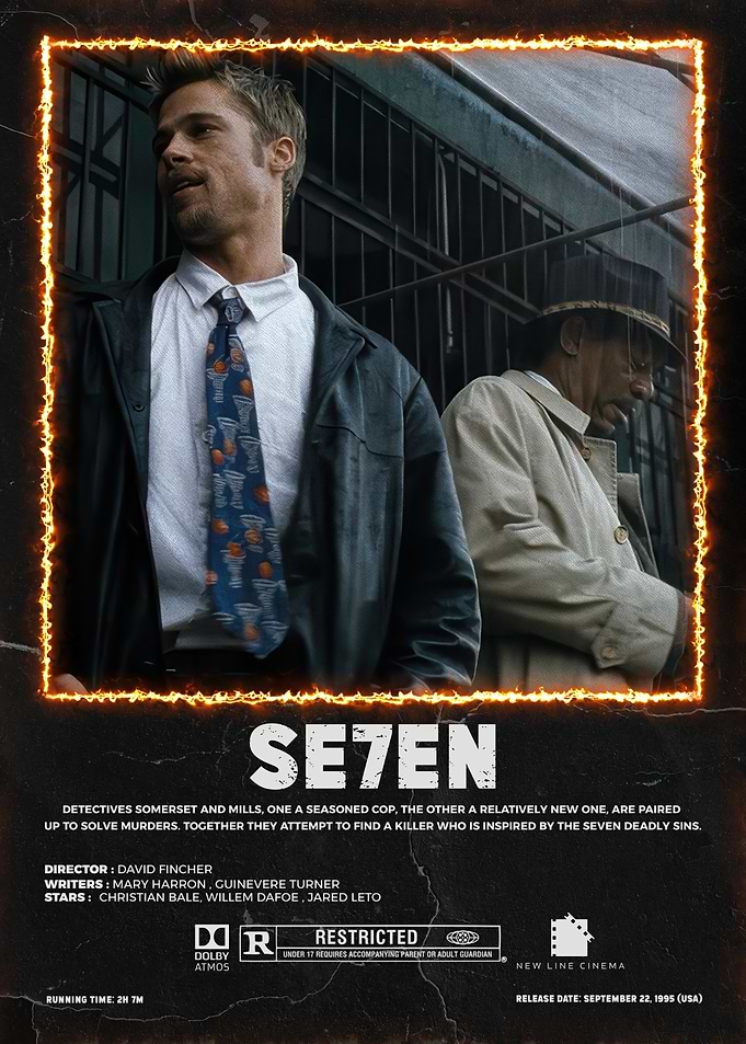 Se7en movie poster with Brad Pitt