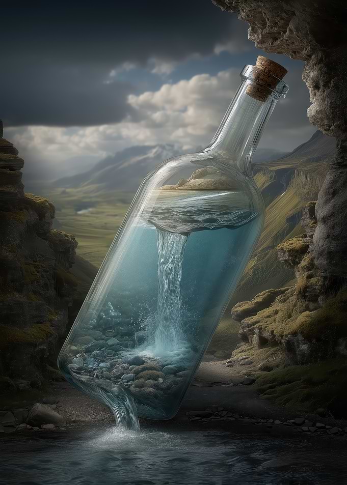 Waterfall Bottle Landscape