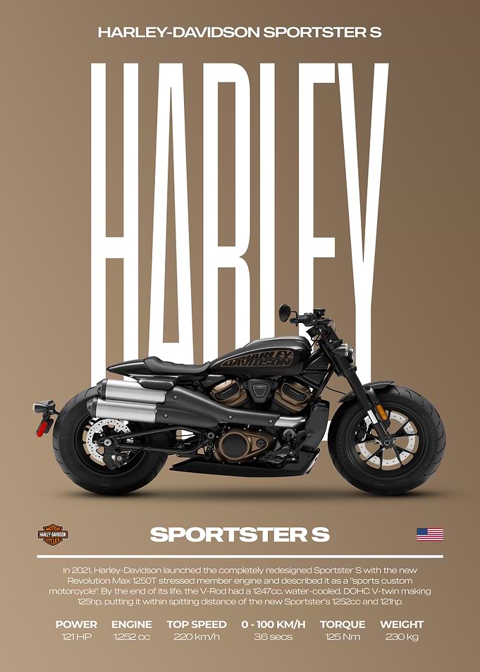 Harley Davidson Sportster S Motorcycle Poster