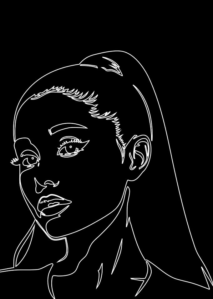 Ariana Grande Minimalist Line Art Portrait