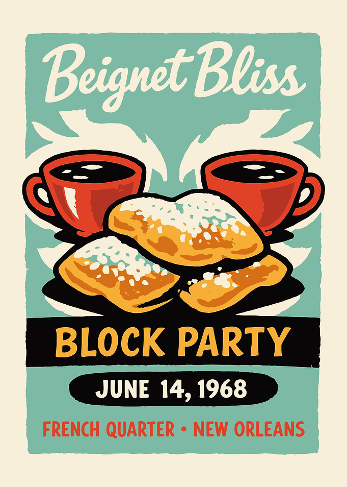 Beignet Bliss Block Party Poster