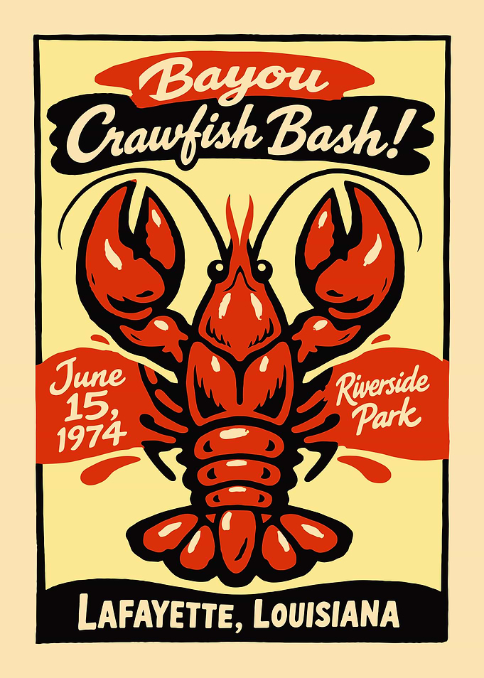 Bayou Crawfish Bash! Vintage Poster