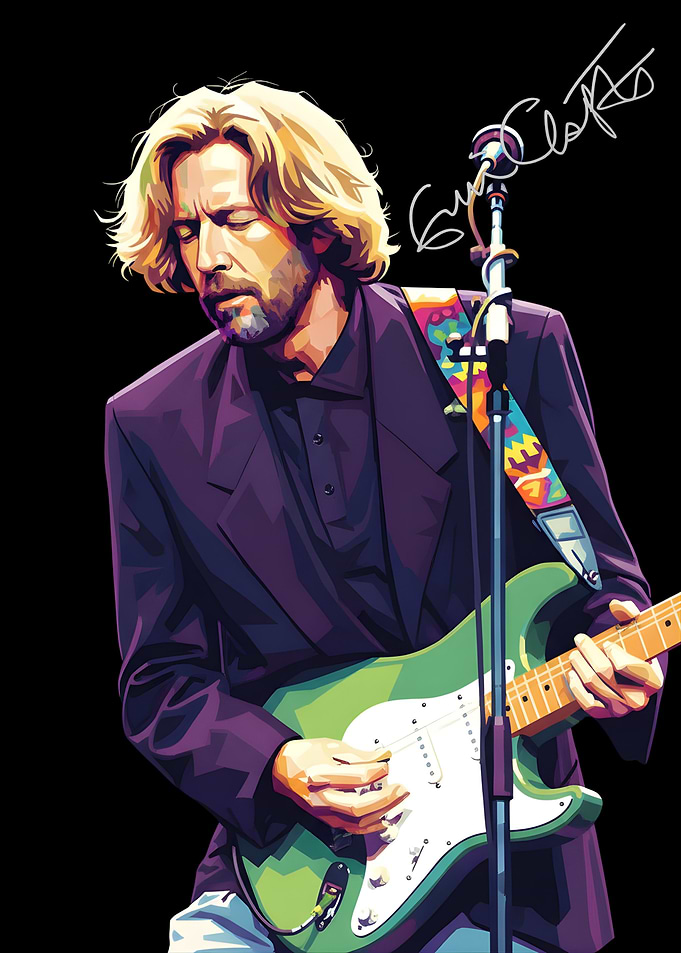 Eric Clapton playing guitar illustration