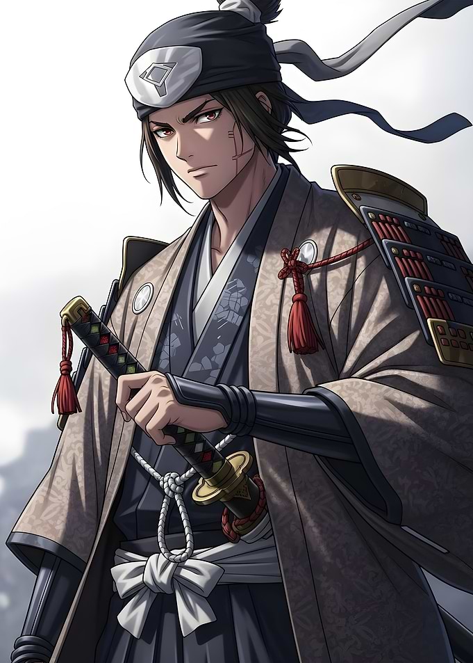 Anime Samurai Warrior with Katana