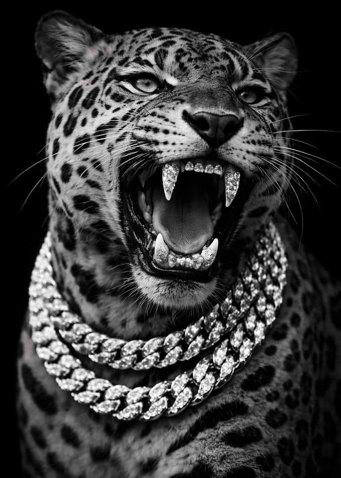Jaguar with Diamond Grill and Chain