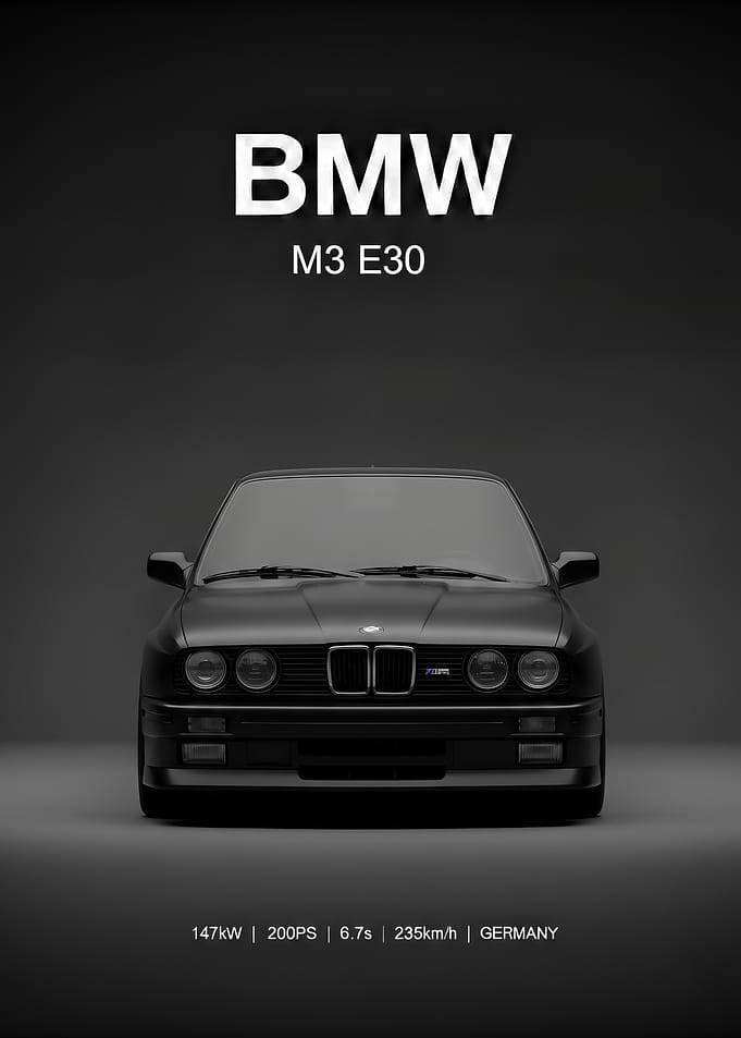 black BMW M3 E30 Front View