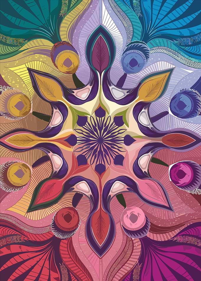 Colorful Abstract Floral Mandala Art
