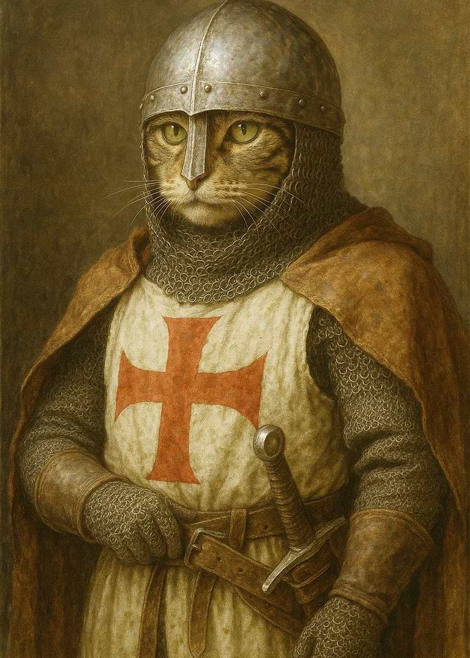 Cat Knight Templar Portrait