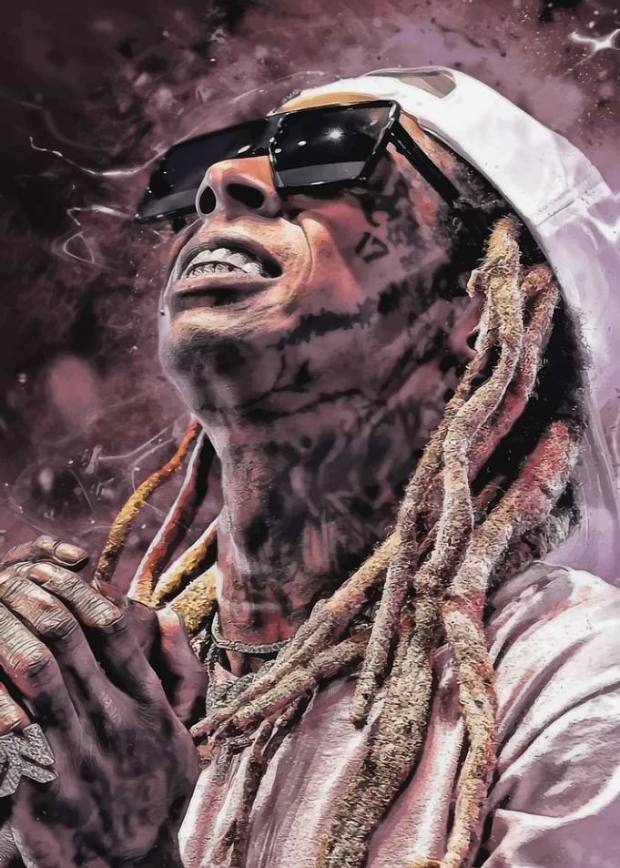 Lil Wayne Portrait with Dreadlocks and Tattoos