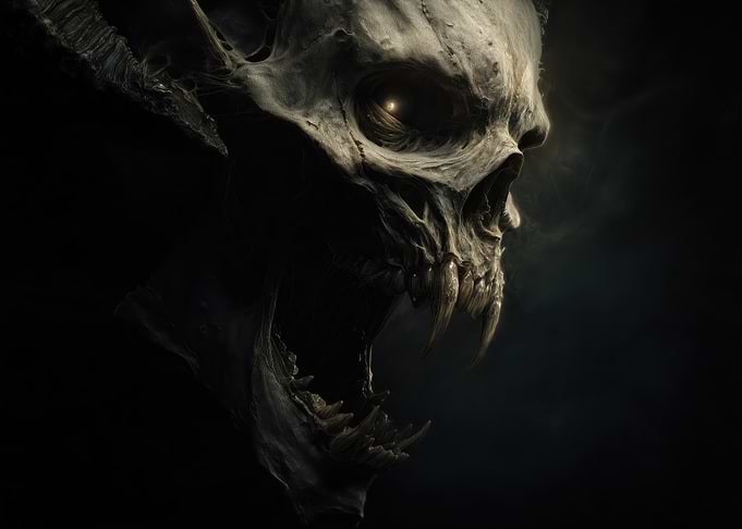 Horror Skull with Glowing Eye