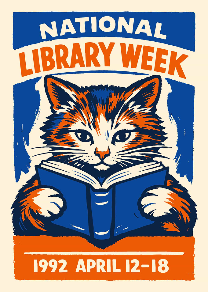 National Library Week 1992 Cat Poster
