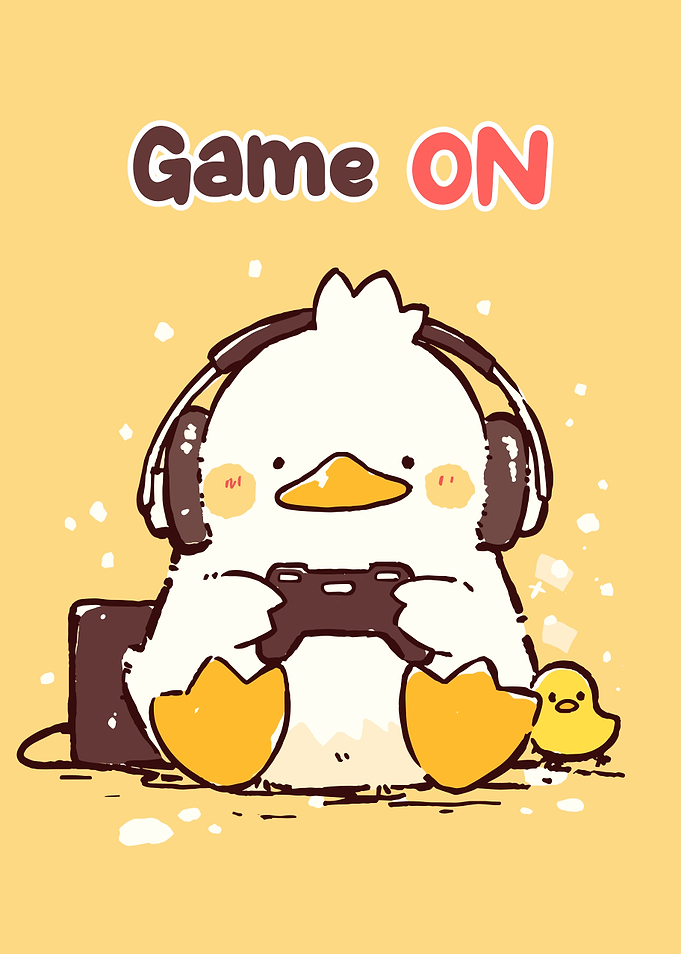 Cute Duck Gamer with Headphones