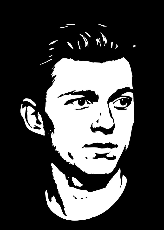 Tom Holland Portrait Black and White