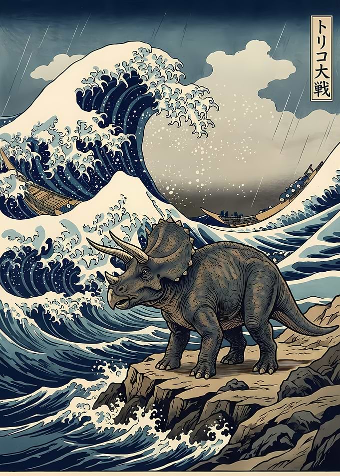 Triceratops and the Great Wave