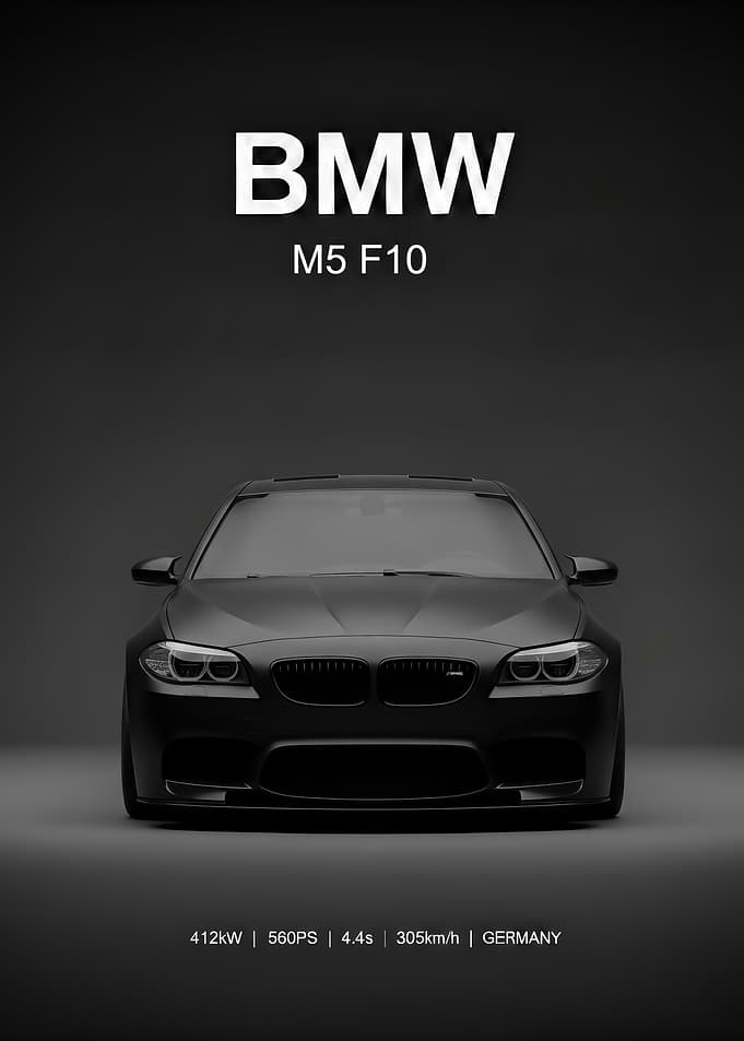 black BMW M5 F10 Car Poster