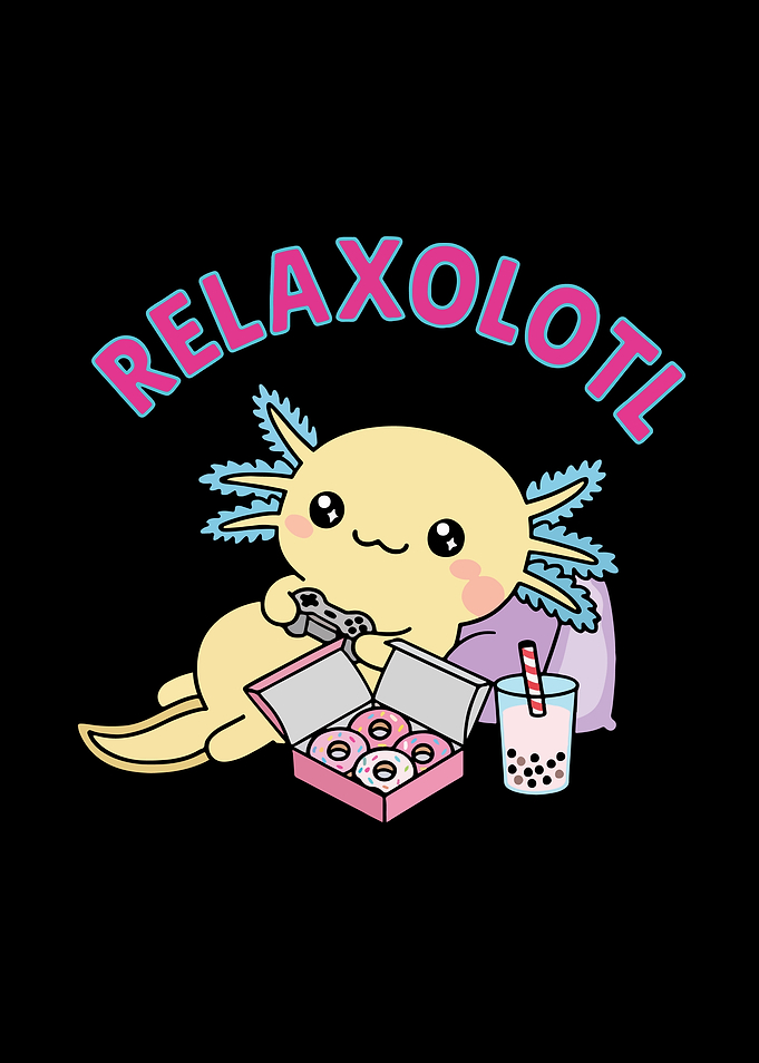 Relaxolotl: Gaming Axolotl with Donuts