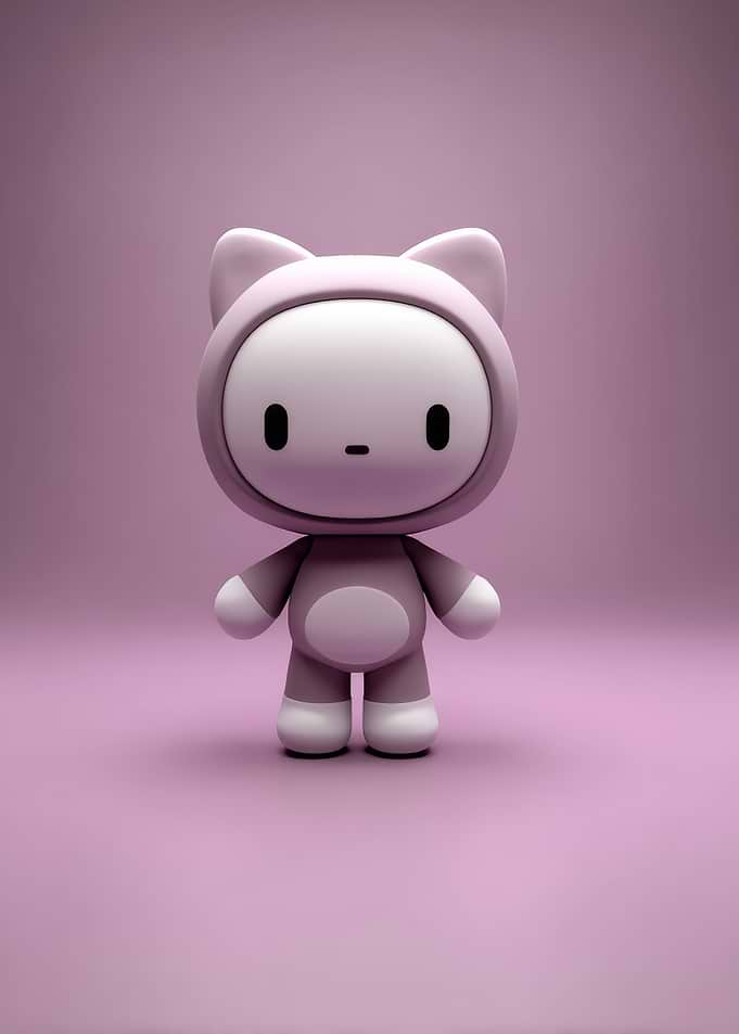Cute Pink Cat Character Illustration