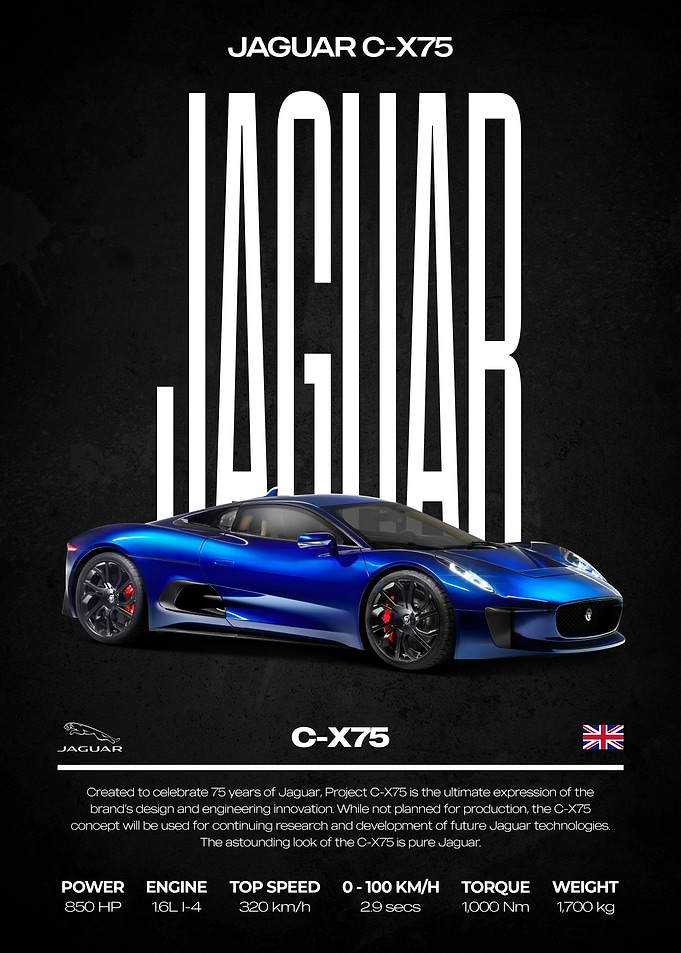 Jaguar C-X75 Car Poster