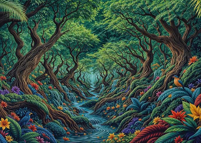 Lush Forest Stream Landscape