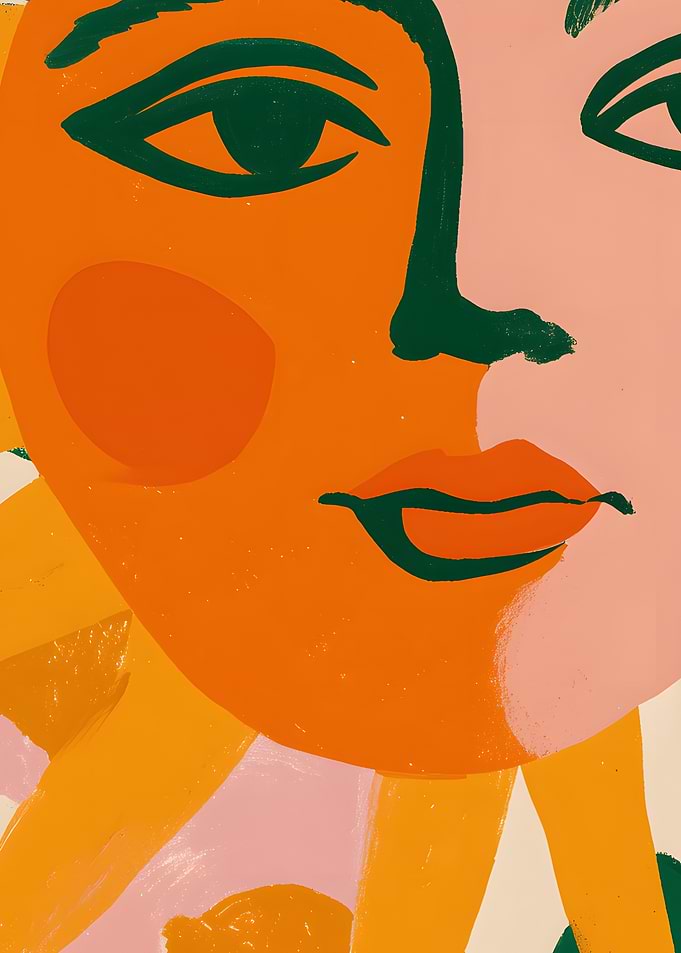 Abstract Face Art with Bold Colors
