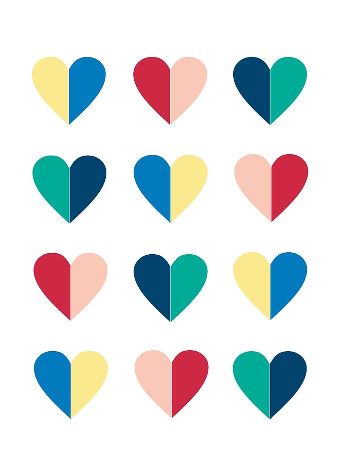Colorful Split Heart Pattern