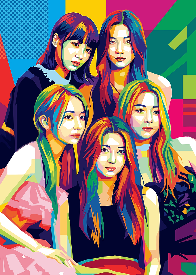 Colorful Portrait of Five Young Women