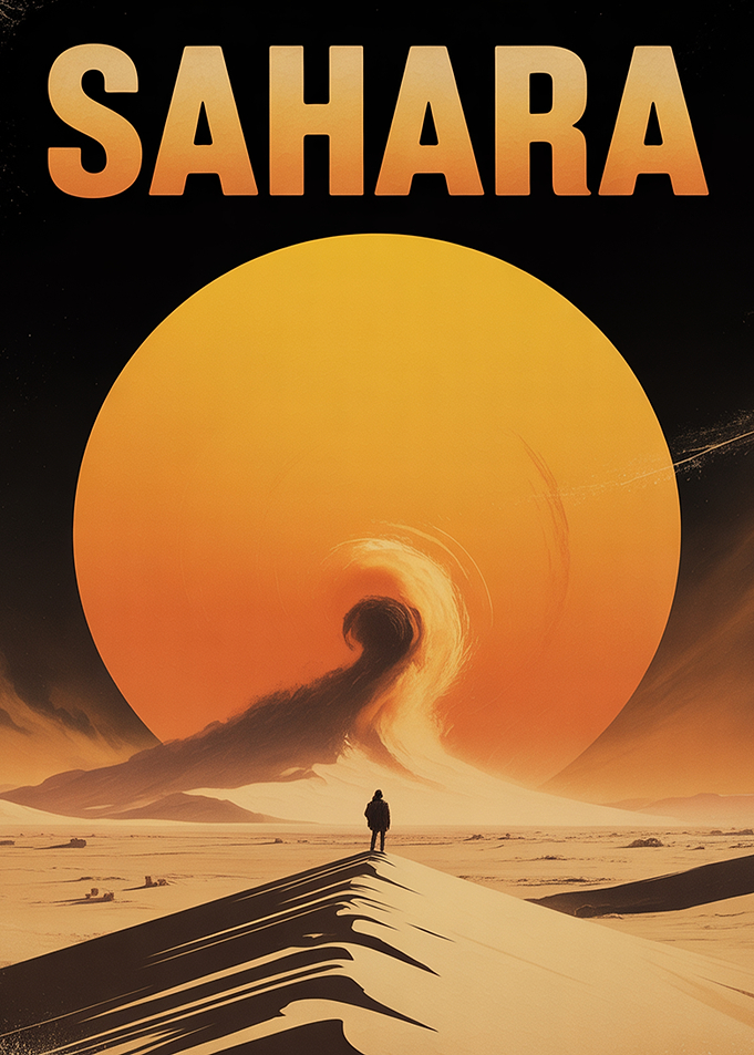 Sahara Desert Landscape with Distant Figure