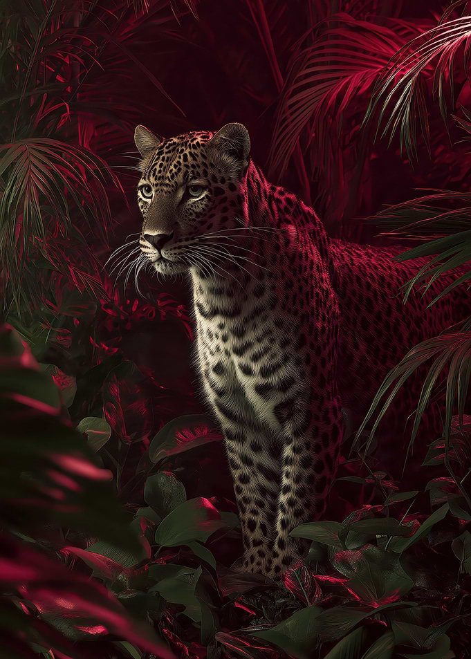 Leopard in Red Jungle