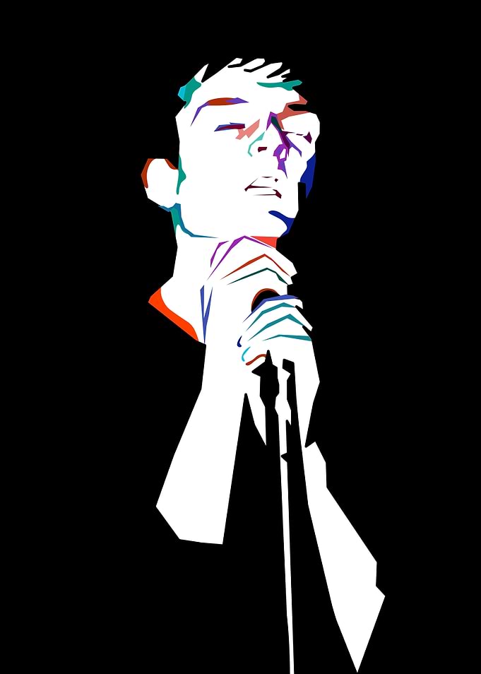 Singer with Microphone Pop Art Portrait