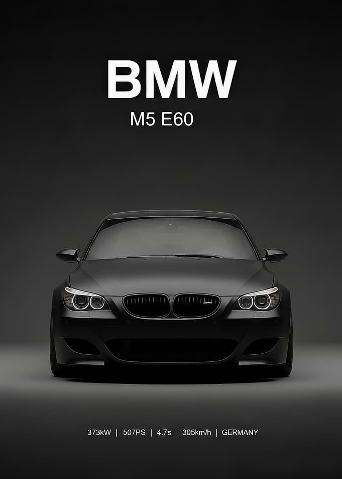 BMW M5 E60 Black Car Poster