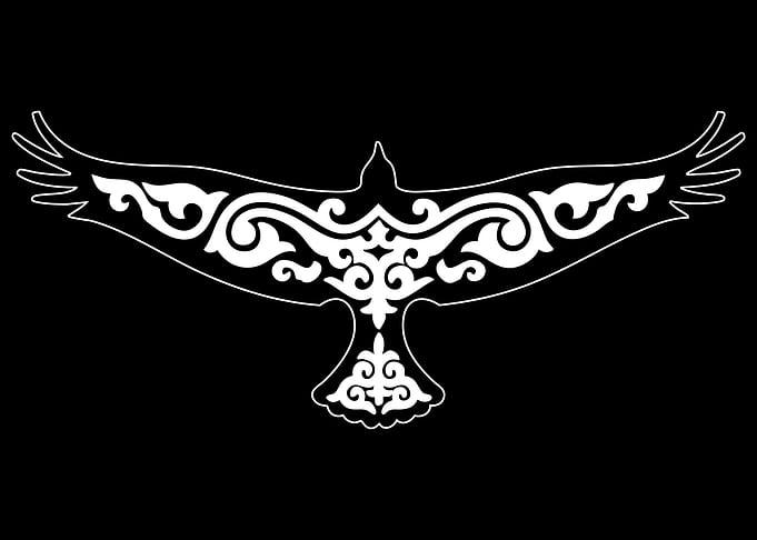 White Ornamental Bird on Black Background
