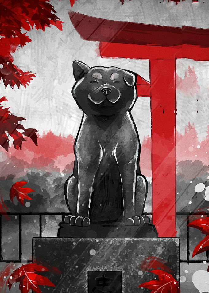 Dog Statue at Japanese Shrine