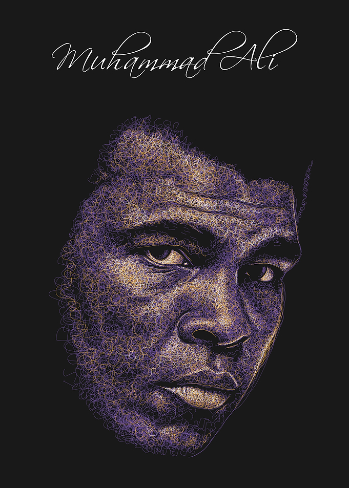 Muhammad Ali Portrait - Abstract Line Art