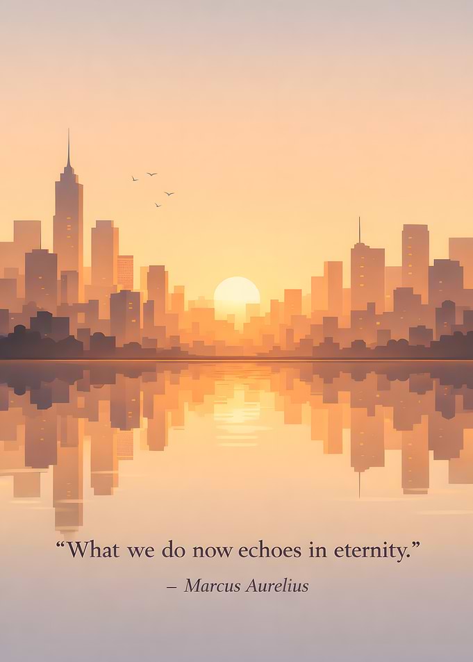 Cityscape Reflection with Inspirational Quote