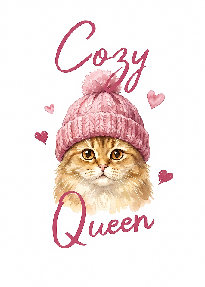 Cozy Queen Cat with Pink Hat