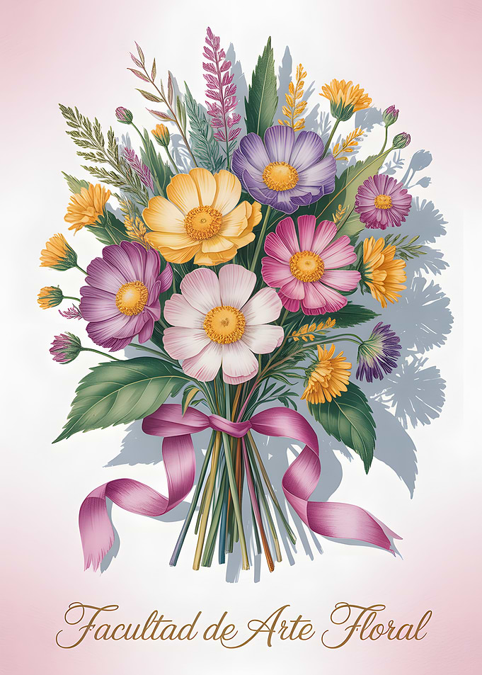Floral Bouquet with Ribbon