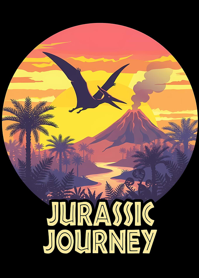 Jurassic Journey Dinosaur Landscape Illustration
