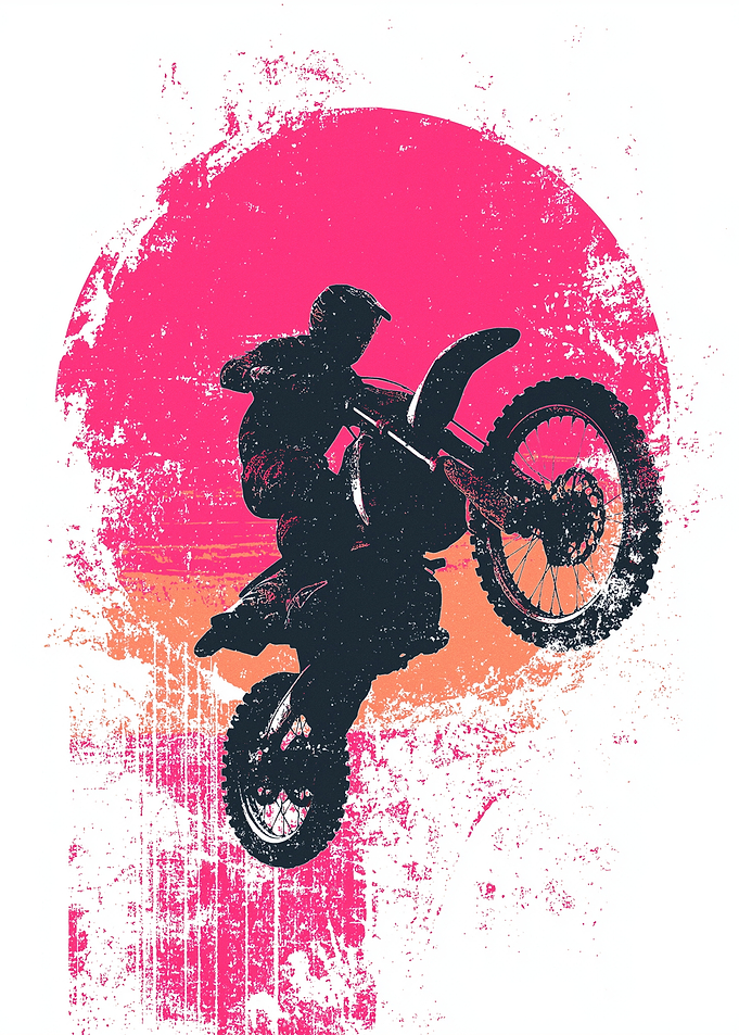 Motocross Rider Silhouette with Pink Backdrop