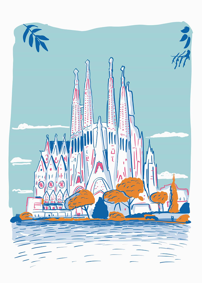 Sagrada Familia, Barcelona Illustration