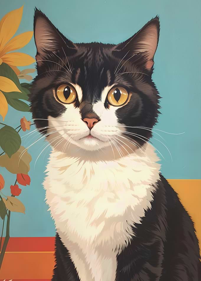 Elegant Black and White Cat Portrait