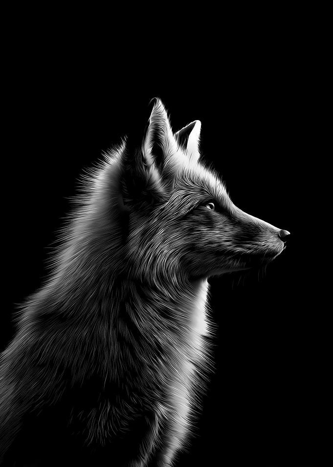 Monochrome Fox Portrait