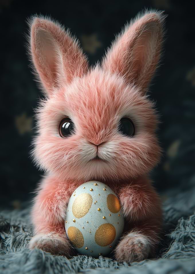 Cute Pink Bunny with Easter Egg