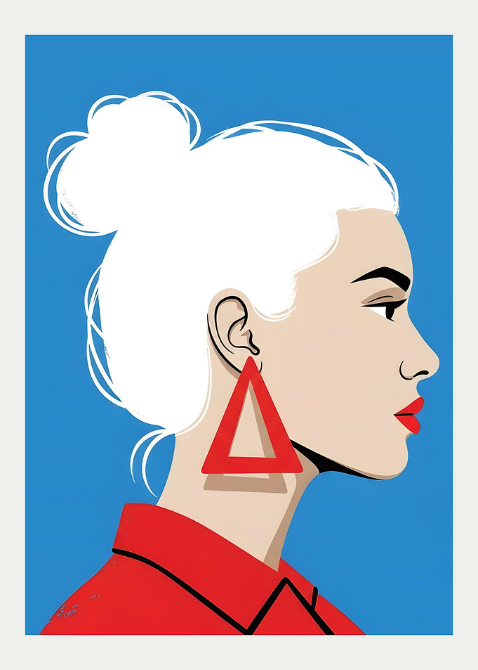 Woman with Triangle Earring Illustration