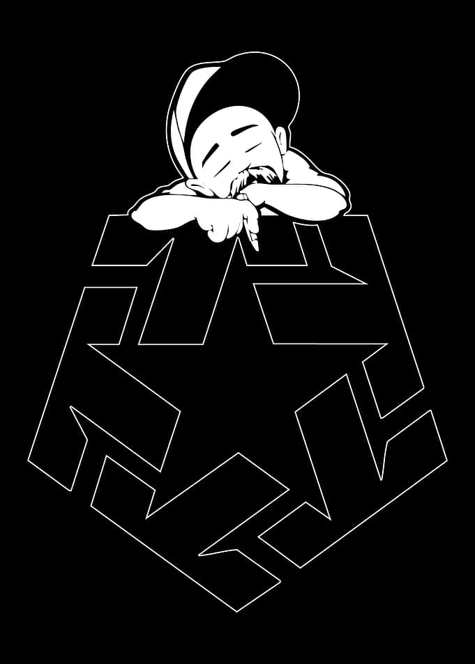 Man Sleeping on Tribal Star Logo