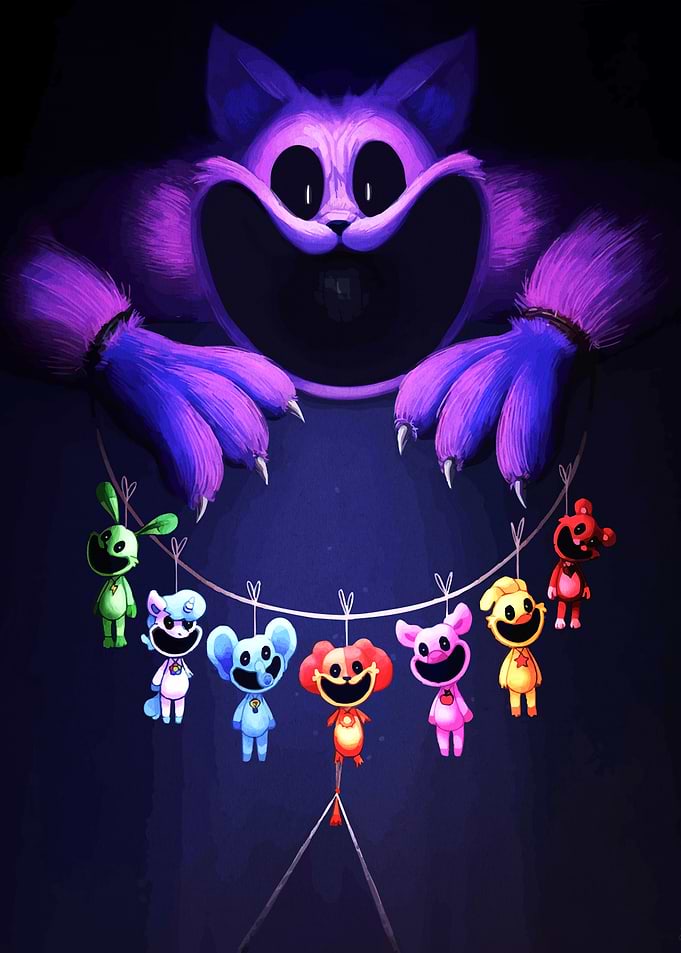 Creepy Cat with Hanging Plush Toys