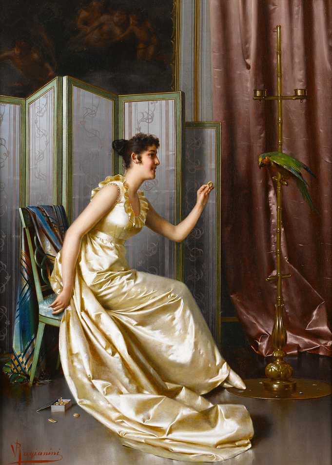 Woman with Parrot Painting
